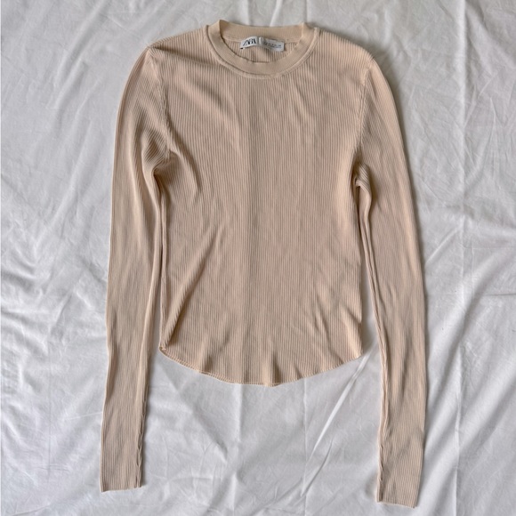 ZARA Ribbed Long Sleeve Top - Picture 8 of 13